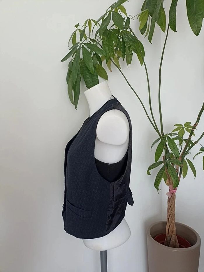 Gilet de costume femme Zara noir à rayures taille Xl - photo numéro 3
