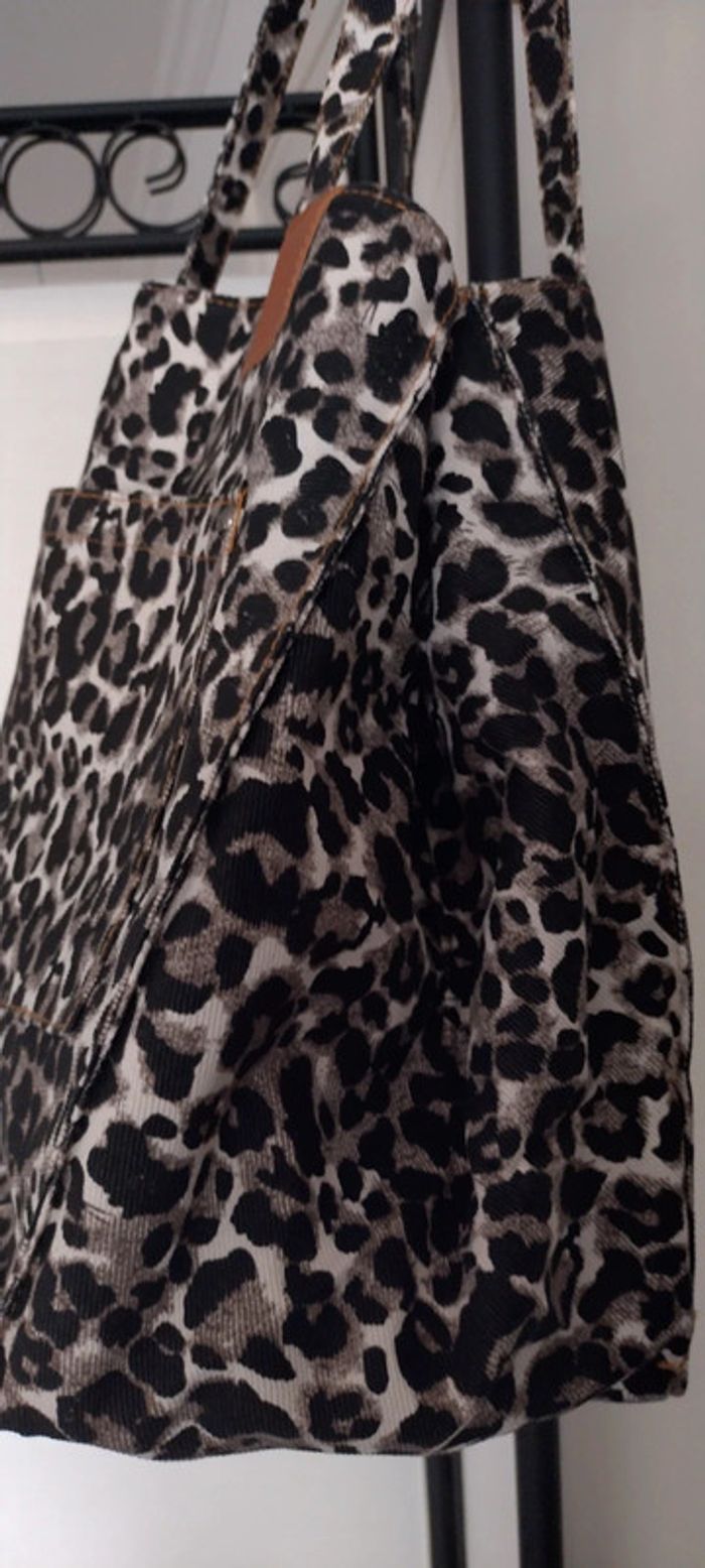 Sac cabas toile léopard - photo numéro 2