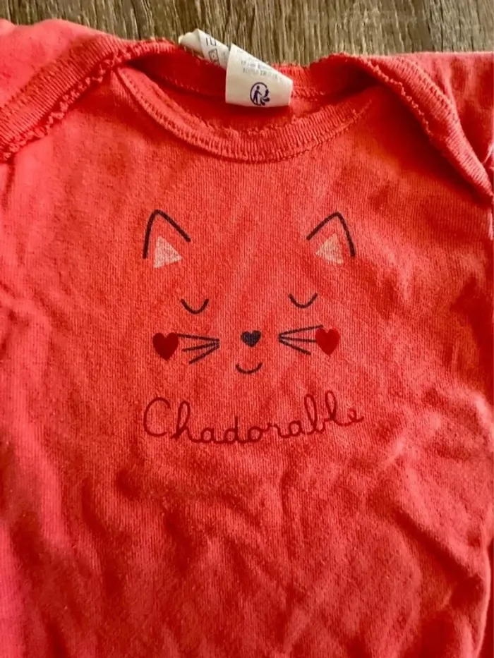 Lot 2 bodies fille manche courte 12 mois - photo numéro 3