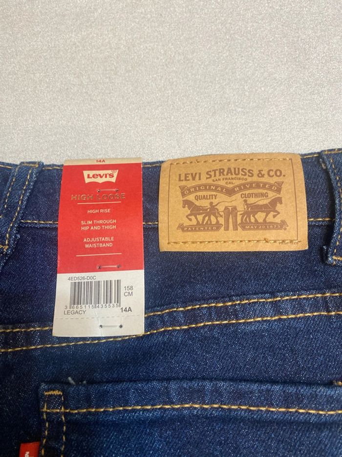 Jean bleu foncé slim taille haute ajustable Levi’s taille 14 ans neuf - n23m - photo numéro 5