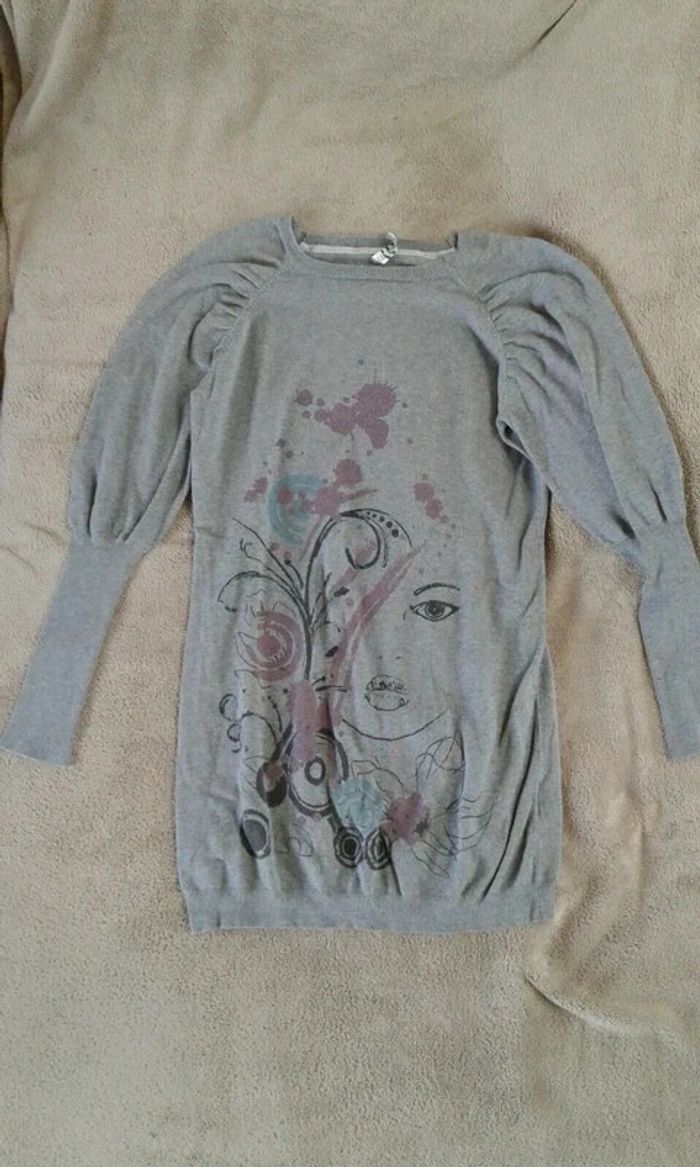 Robe Pull Tunique grise Caprice de fille