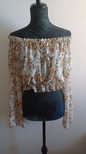 Croptop manche longue fleur 