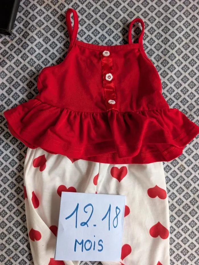 Ensemble coeur bébé fille 12/18 mois - photo numéro 2