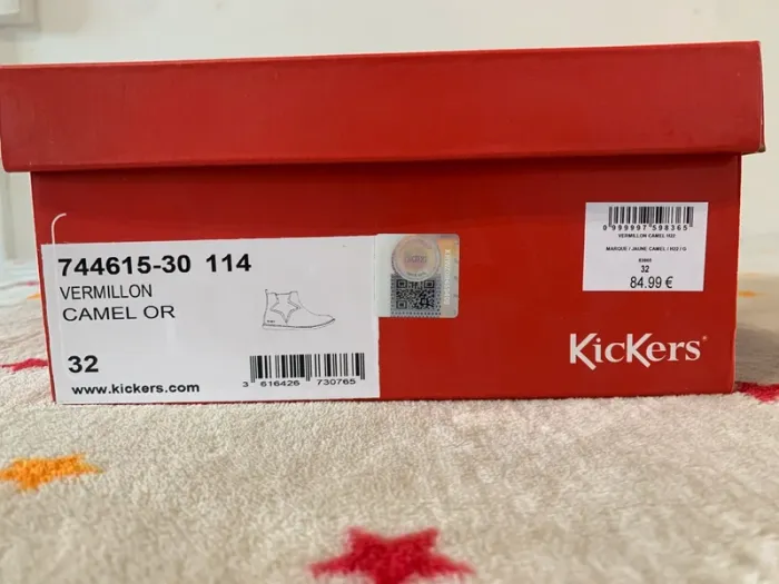Bottines Kickers Vermillon camel/or T32 cuir certifié LWG neuves étiquetées - photo numéro 10