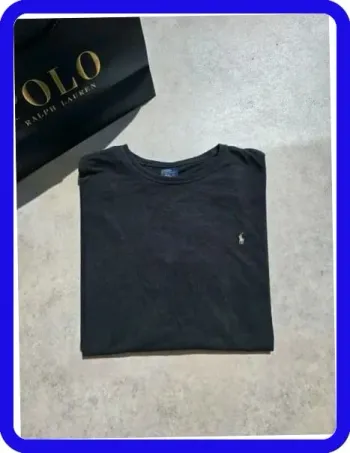 T-shirt Ralph Lauren XXL coupe col rond noir Homme Men tee055