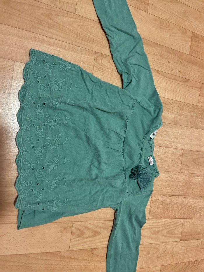 tee shirt manches longues vert zara - photo numéro 2