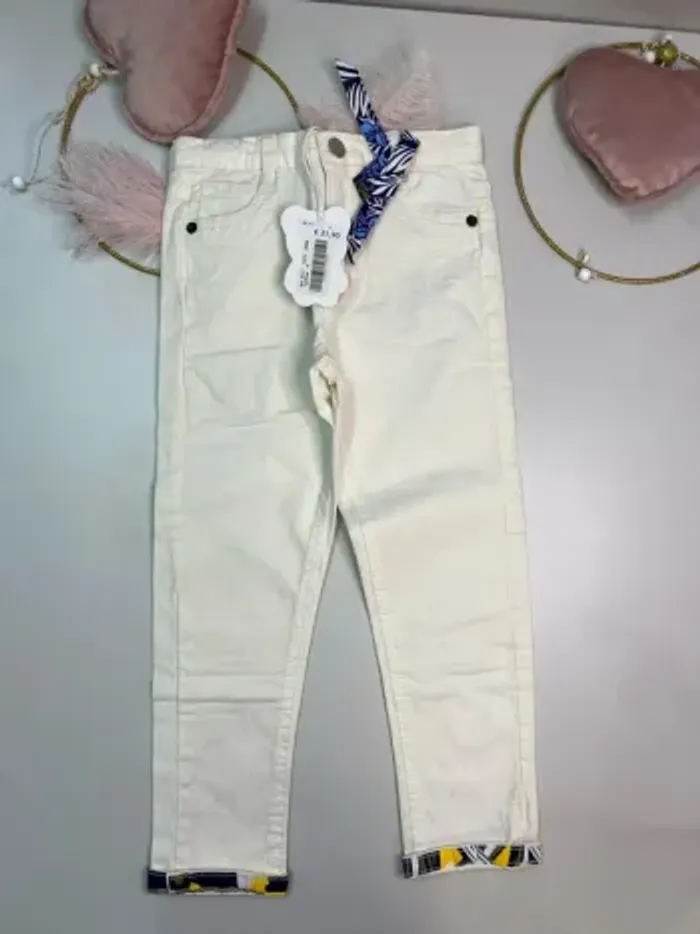 Pantalon fille - blanc - neuf - Overkids - Taille 4 ans - photo numéro 2