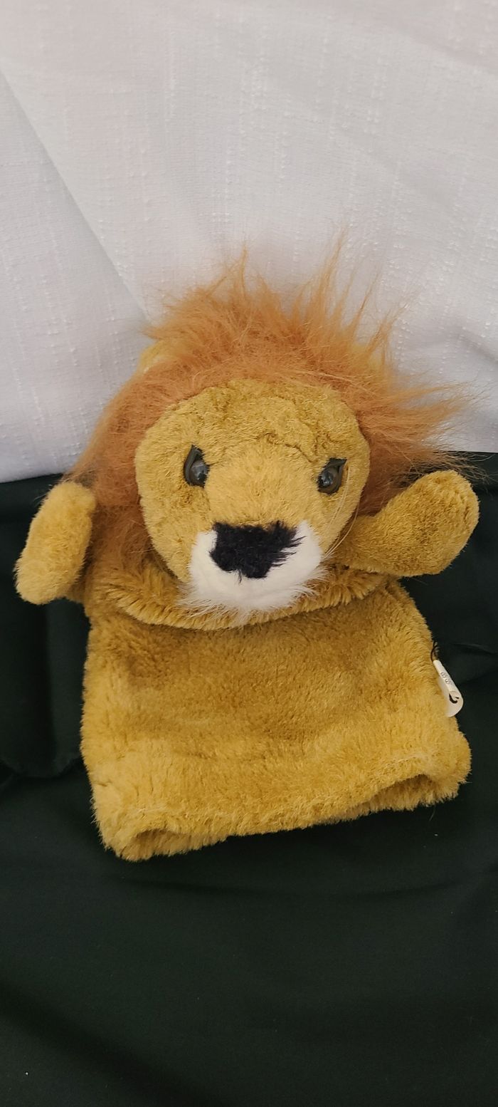 LION DOUDOU CP MARIONNETTE PELUCHE A MAIN MARRON - photo numéro 5