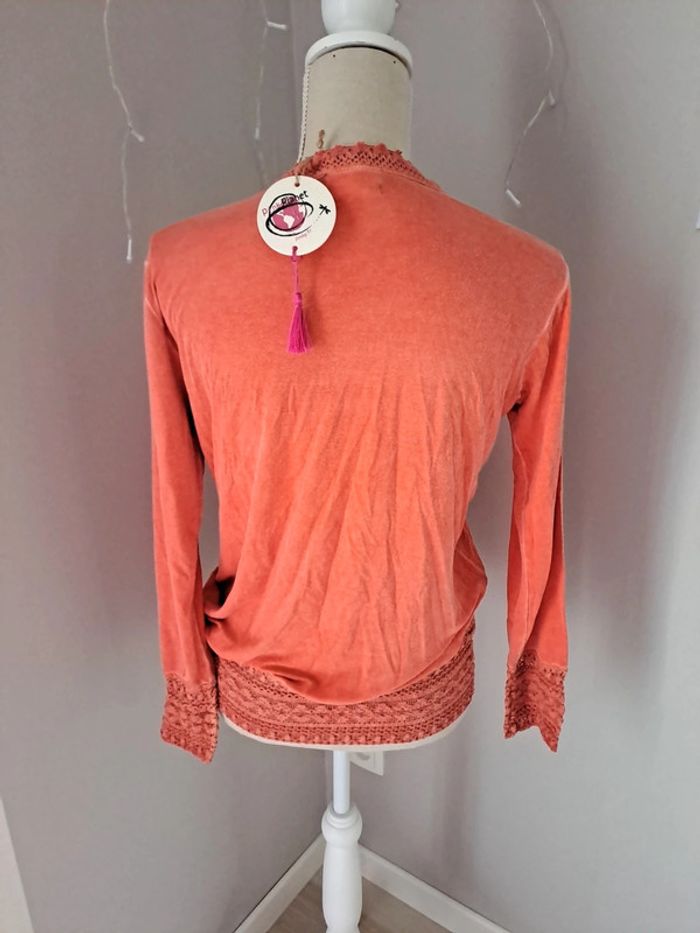Top tunique manches longues corail Pink planet. Taille 1 - photo numéro 4