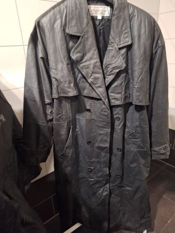 Retro Trench cuir manteau long homme Neuf avec etiquettes style Matrix taille L