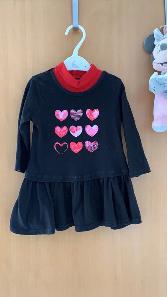 Robe manches longues « cœurs » 12 mois - photo numéro 2