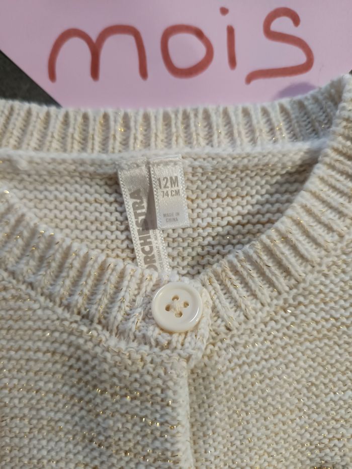 Gilet beige coeurs 12 mois - photo numéro 5