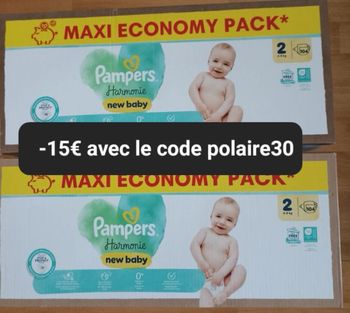 Deux cartons de couches Pampers taille 2 harmonie