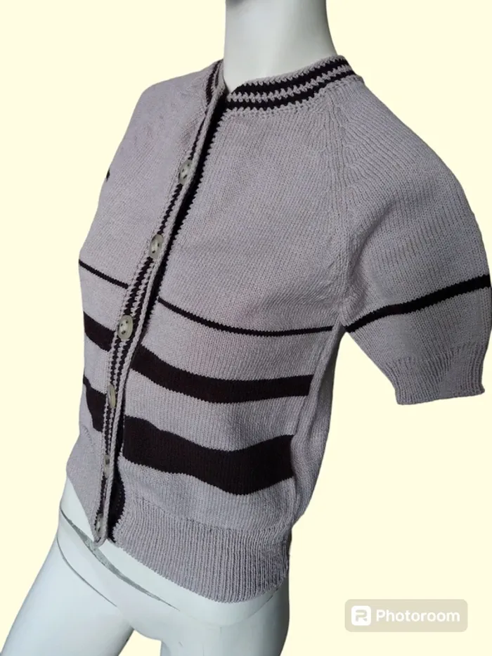 Gilet cardigan fait main retro vintage cottage country core shabby