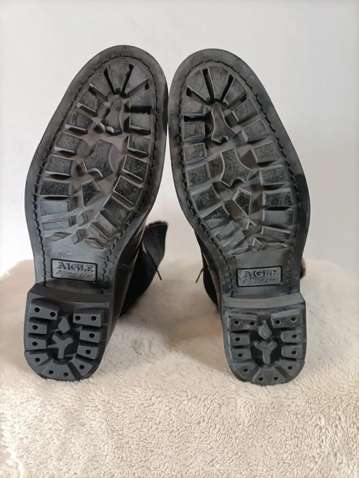 Bottes noir en cuir fourré - Aigle T 39 - photo numéro 6
