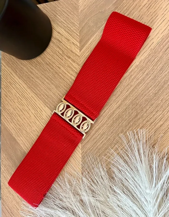 Superbe ceinture large rouge et doré taille ajustable neuf