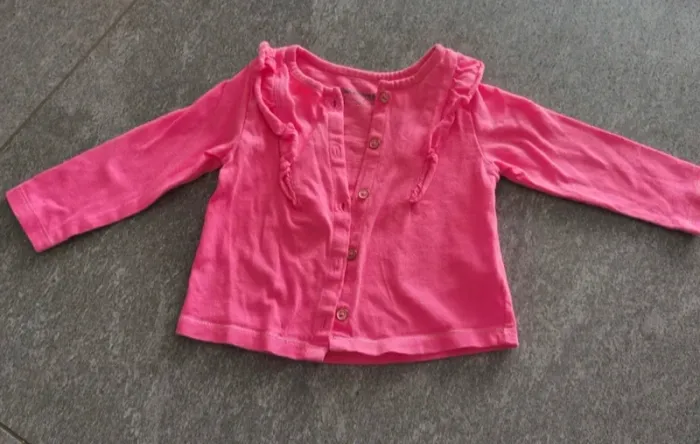 Gilet fin rose bébé fille 12 mois