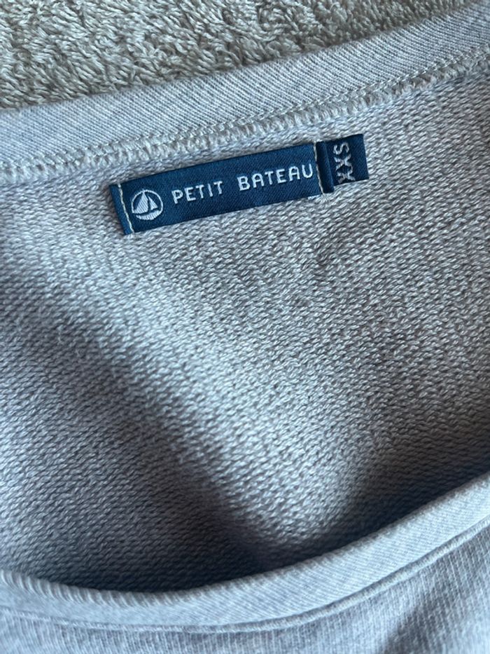 Pull gris col rond Petit Bateau taille XXS - photo numéro 3