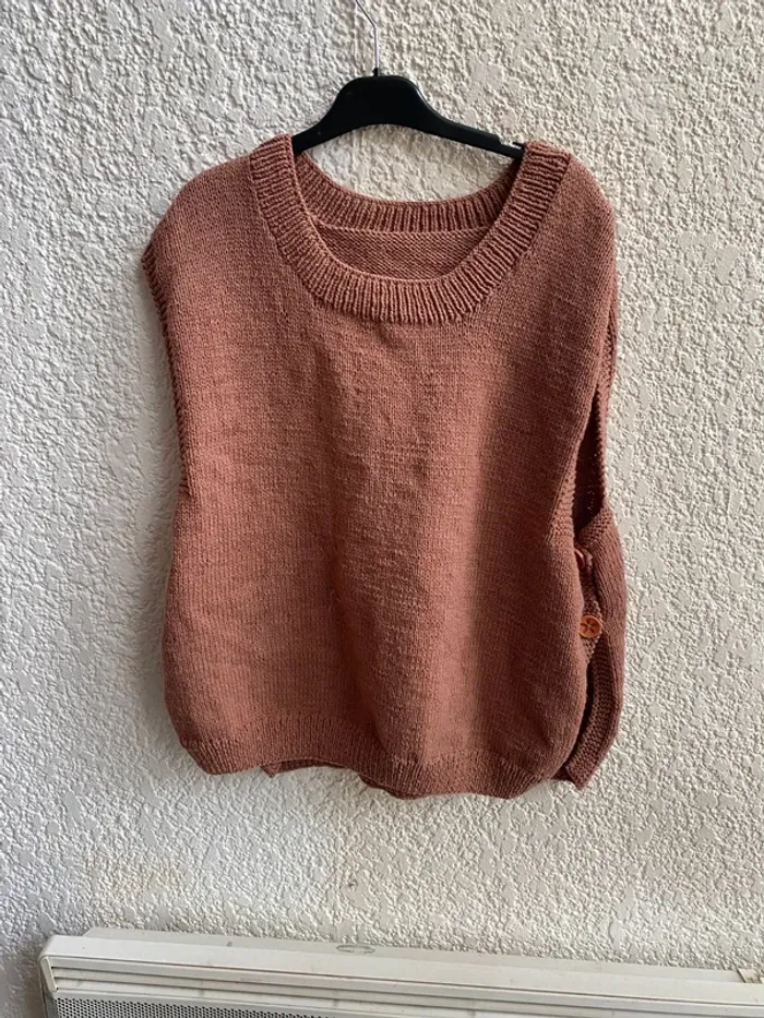 Gilet en maille bouclé marron avec gros boutons T 38 - photo numéro 2