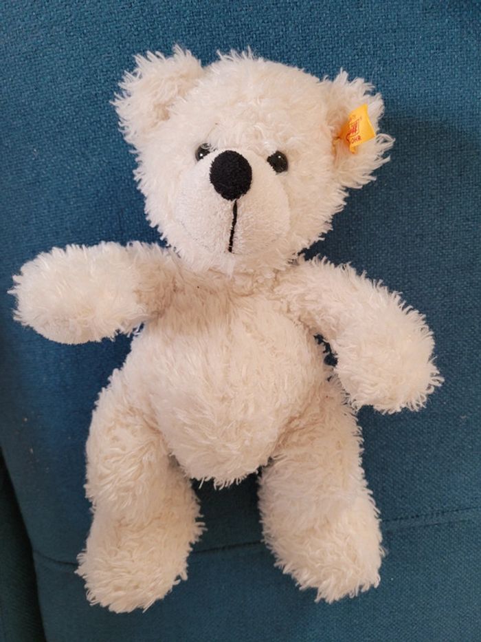 Magnifique Ours Peluche Steiff Blanc chiné 28cm ancien expressif doudou teddy bear - photo numéro 2