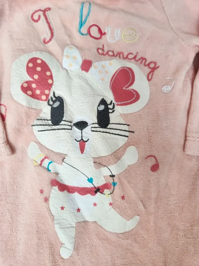 Mignon pyjama velours automne hiver couleur abricot bébé fille 9 mois - photo numéro 2