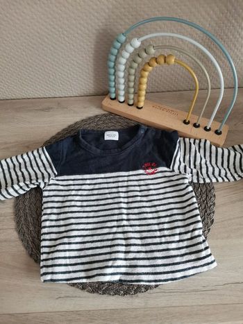 Petit pull léger 12 mois Tao tape à l'œil marinière