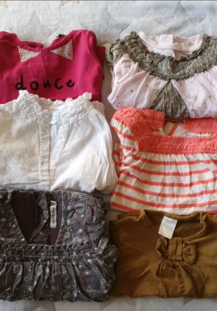Lot t shirt manche longue fille 9 mois