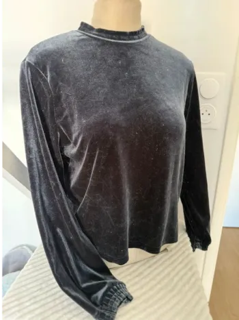Haut velours noir Zara Basic – taille L