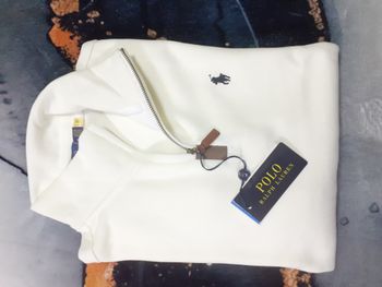 Pull half zip Ralph Lauren - Taille M - Couleur blanc logo brodé noir - Neuf