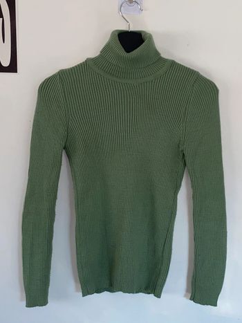 Pull col roulé vert