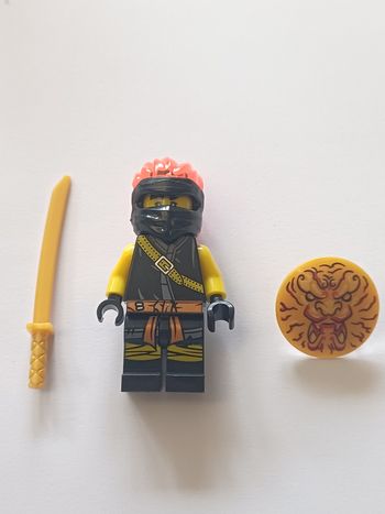 Figurine Style LEGO Ninjago (Kai Legacy)avec tête rouge fluo translucide