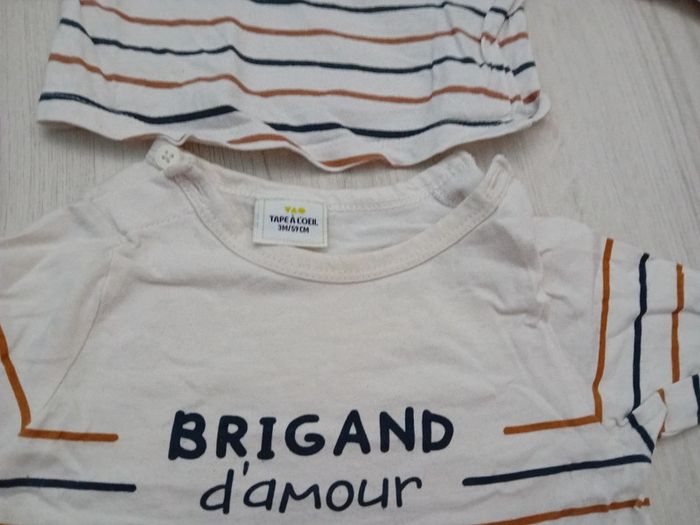 Lot de 2 tee-shirt manche longue 3 mois - photo numéro 2