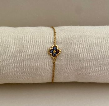 Bracelet fleur bleu foncé