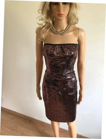 Robe bustier marron et noire neuve en sequins Morgan taille 38
