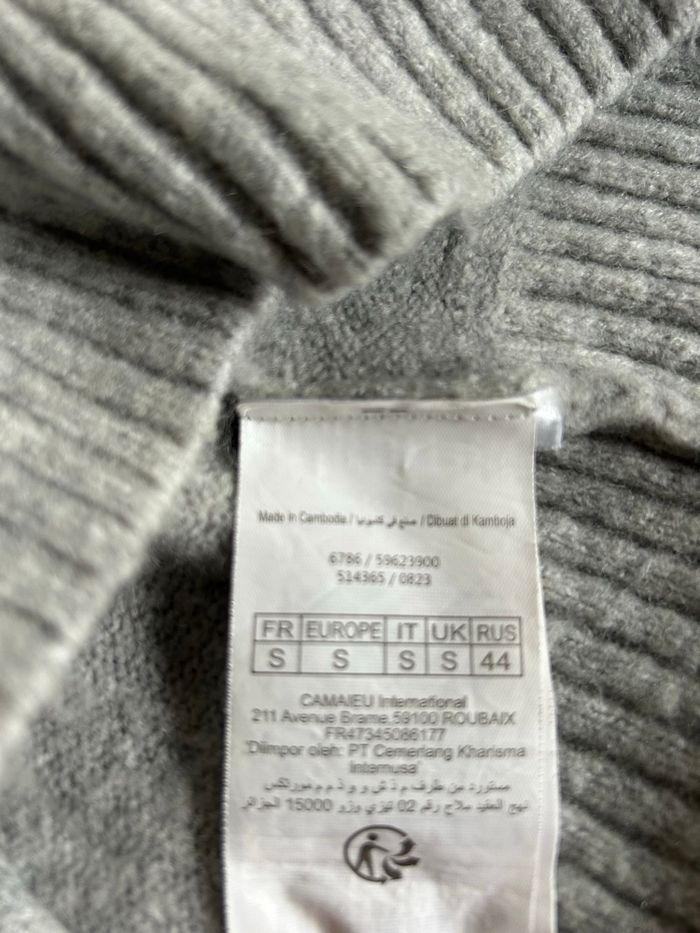 Pull laine gris bien chaud col roulé S Camaïeu - photo numéro 5