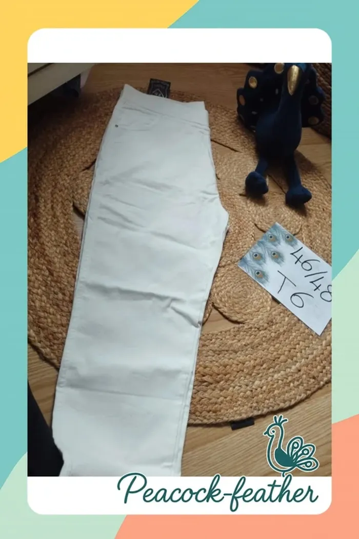 Pantalon blanc Jean tregging neuf étiqueté T6 - photo numéro 6