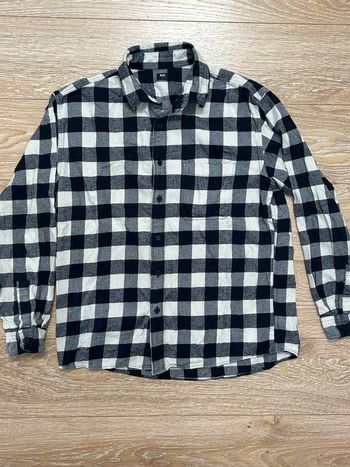 Chemise en coton epaisse bleu marine et blanche à carreaux - taille L uniqlo