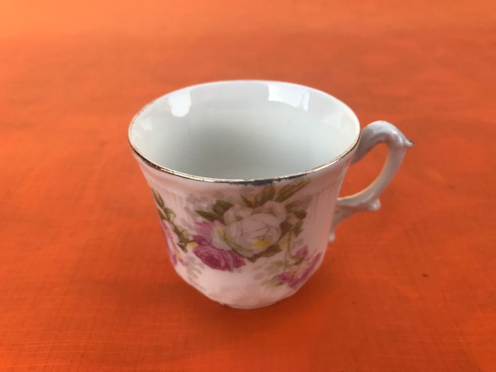 Tasse à café ancienne Porcelaine blanche Décor Floral - photo numéro 7