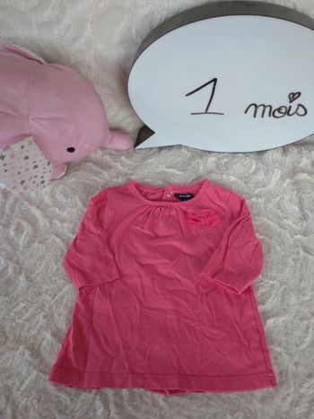 Tee shirt chemise manches longues Fille 1 mois Nœud Kiabi