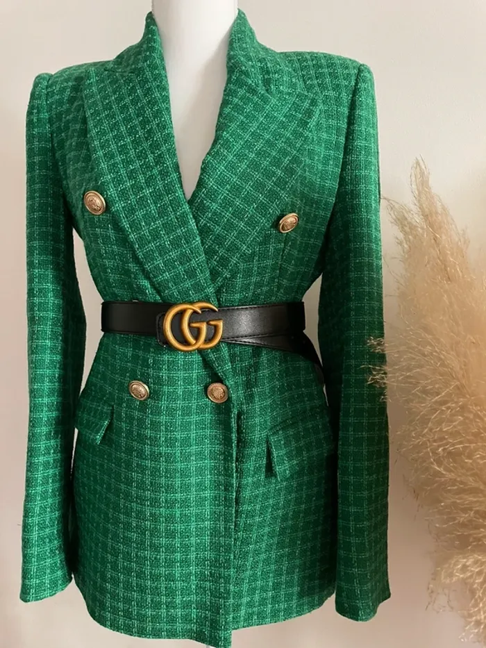 Zara Veste blazer tailleur tweed à boutonnage croisé taille S - photo numéro 2
