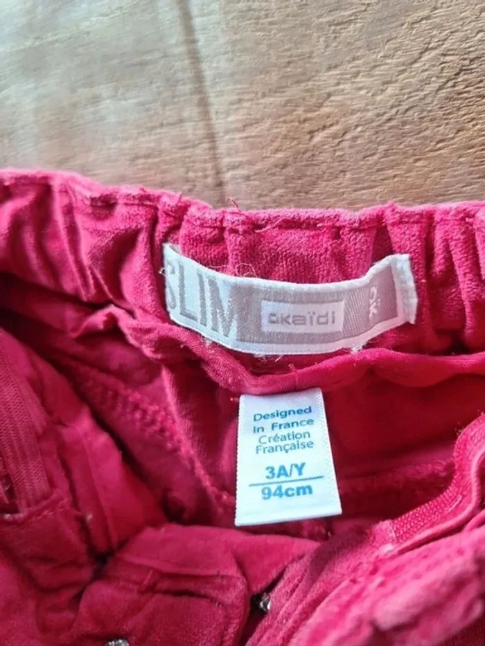 Pantalon fille slim velours Okaïdi 3 ans - photo numéro 2