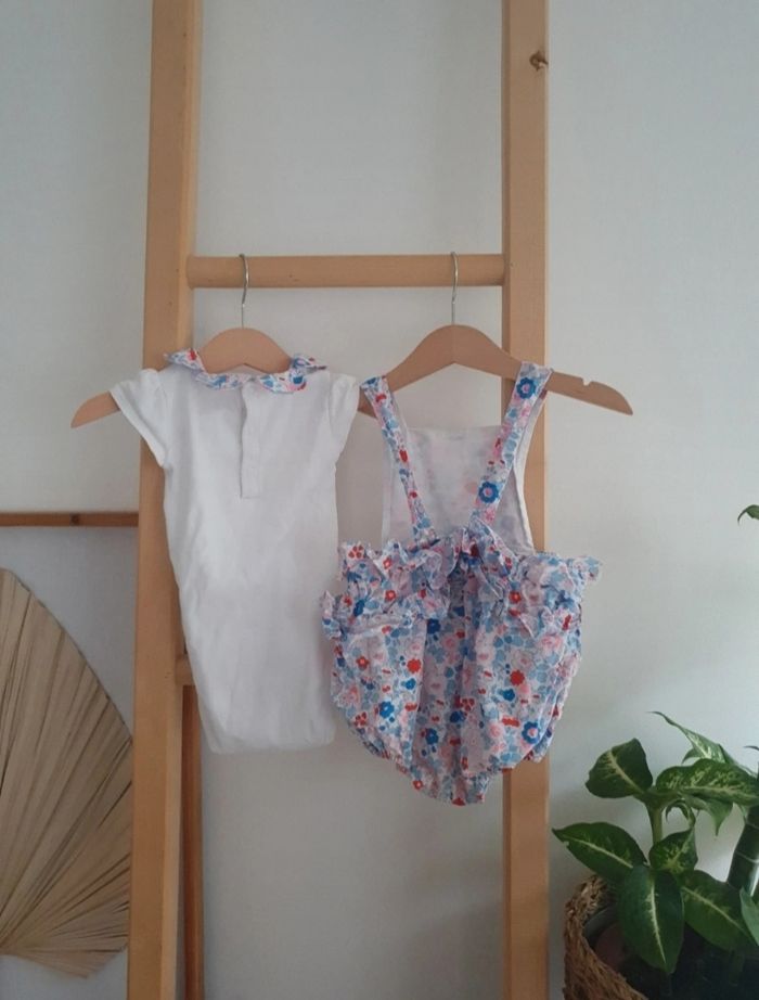 Ensemble barboteuse/body jacadi/liberty exclusif taille 12 mois. - photo numéro 4