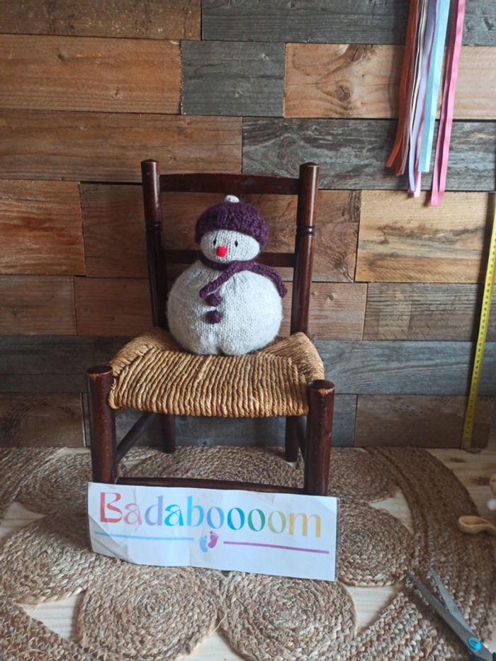 Peluche crochet laine bonhomme de neige tbe