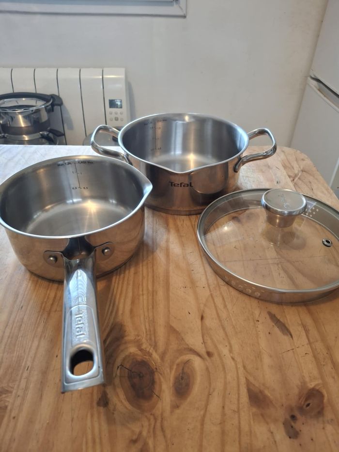 1 casserole + 1 faitout avec couvercle en inox marque tefal tout feux dont induction