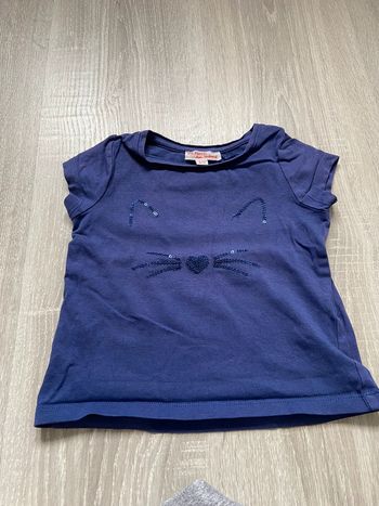 T shirt bleu marine manche courte dpam 18 mois 80 cm