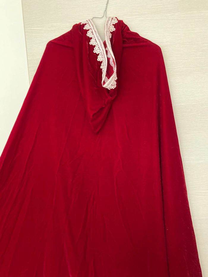 Cape marocaine rouge en velour taille L - photo numéro 3