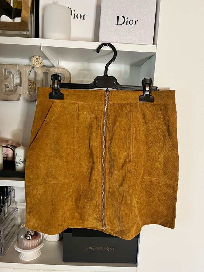 Jupe zip marron imitation velours côtelé T.M TBE 🤎