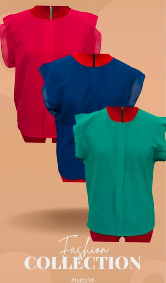Lot 3 blouses élégantes manches courtes avec volants M/38