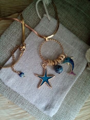 Collier plage pierres de jaspe océan et lapis lazuli