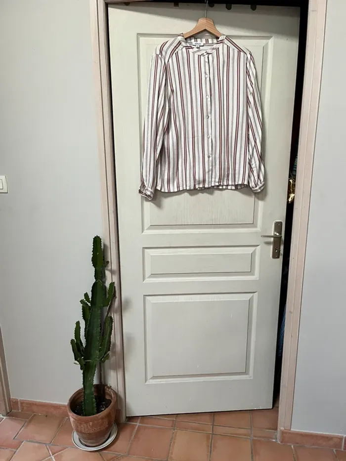 Chemisier ÉTAM à rayure rose pale et vert Taille M - photo numéro 6